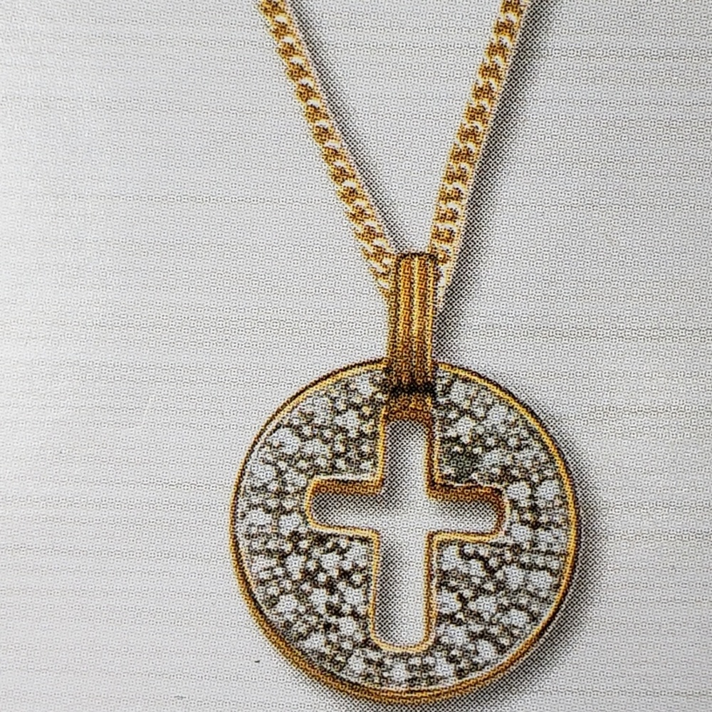 Gold over sterling silver cut cross necklace